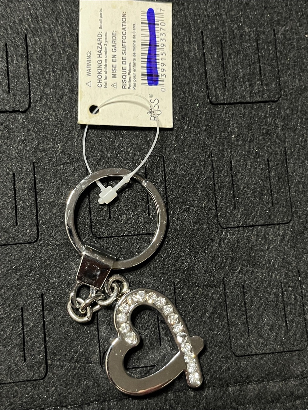 Russ Berrie Silver Heart Key & Card Holder with Crystal Accent
